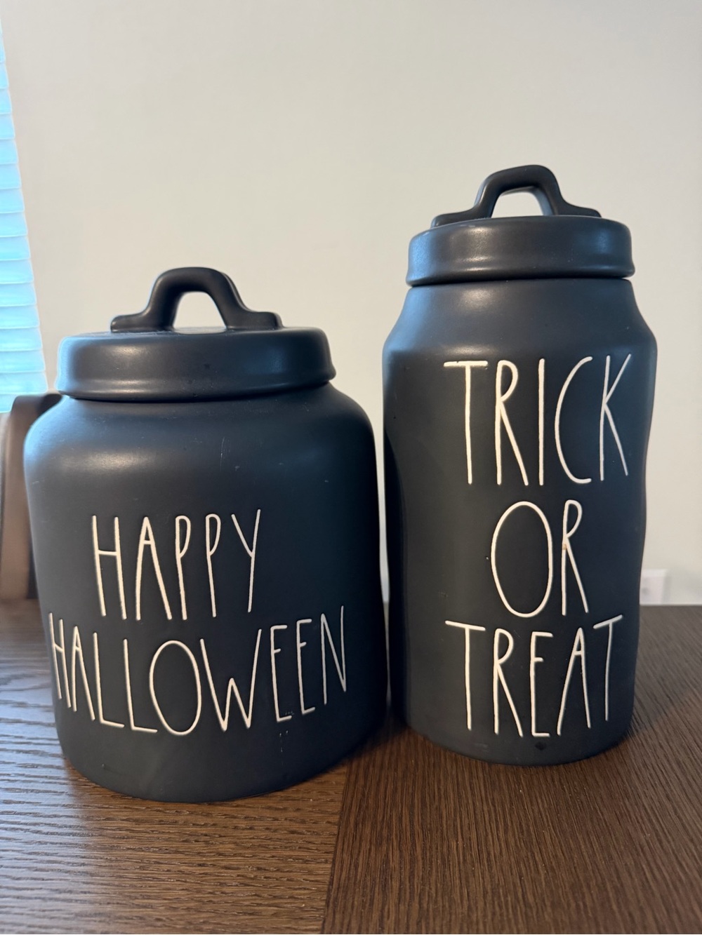 Rae Dunn Black and White Artisan Halloween Canisters